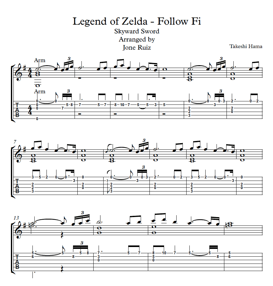 Zelda Follow Fi Guitar Tab Video Game Guitar Tabs Zelda Follow Fi Guitar Tab