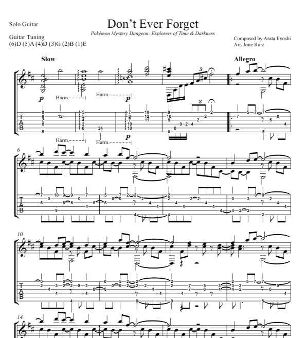 Pokémon - Don't Ever Forget Guitar Tab
