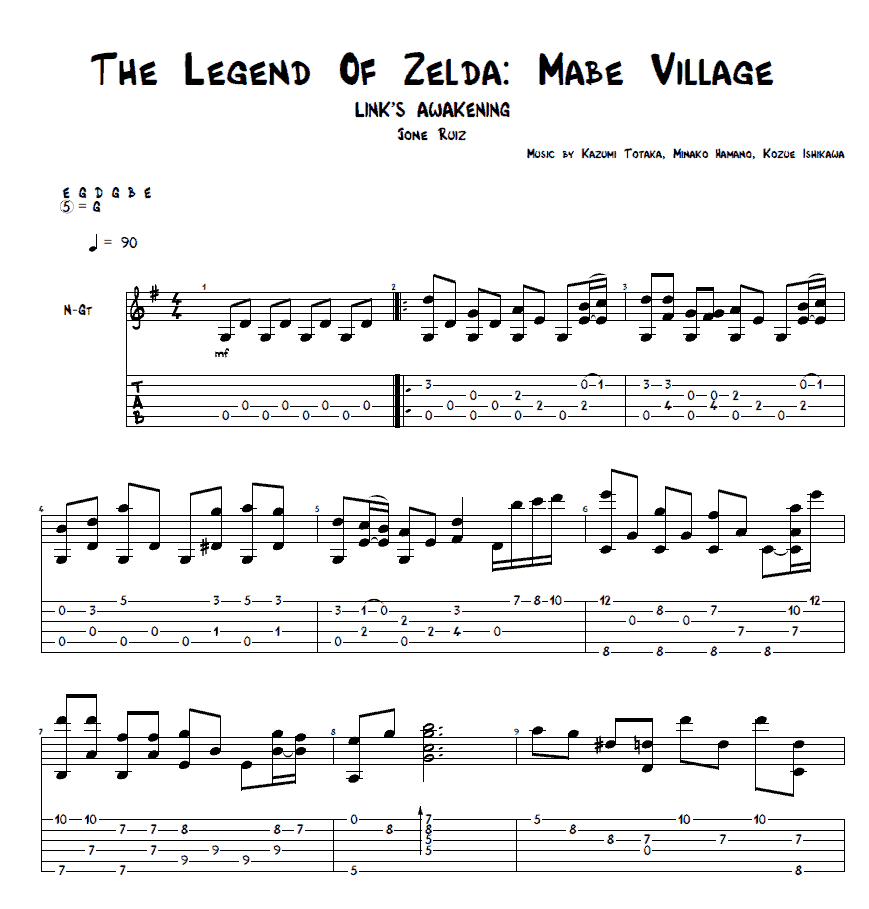 Zelda Mabe Village Guitar Tab Easy Guide for Beginners Video Game Guitar Tabs Zelda Mabe Village Guitar Tab Easy Guide for Beginners