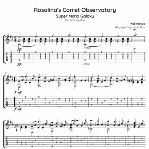Super Mario Galaxy Rosalinas Comet Observatory Guitar Tab for Classical Guitar
