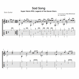 Super Mario Sad Song Guitar Tab for Classical Guitar